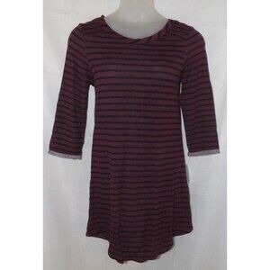 NEW Burgundy & Black Striped Sz XL Stretchy Knee Length Dress SIGNATURE STUDIO